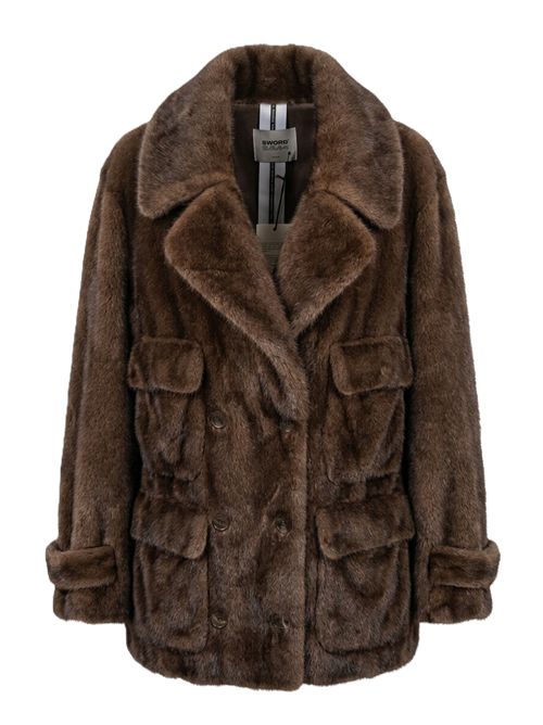 woman eco fur coat SWORD | SA269141 EKOMI2 GANACHE